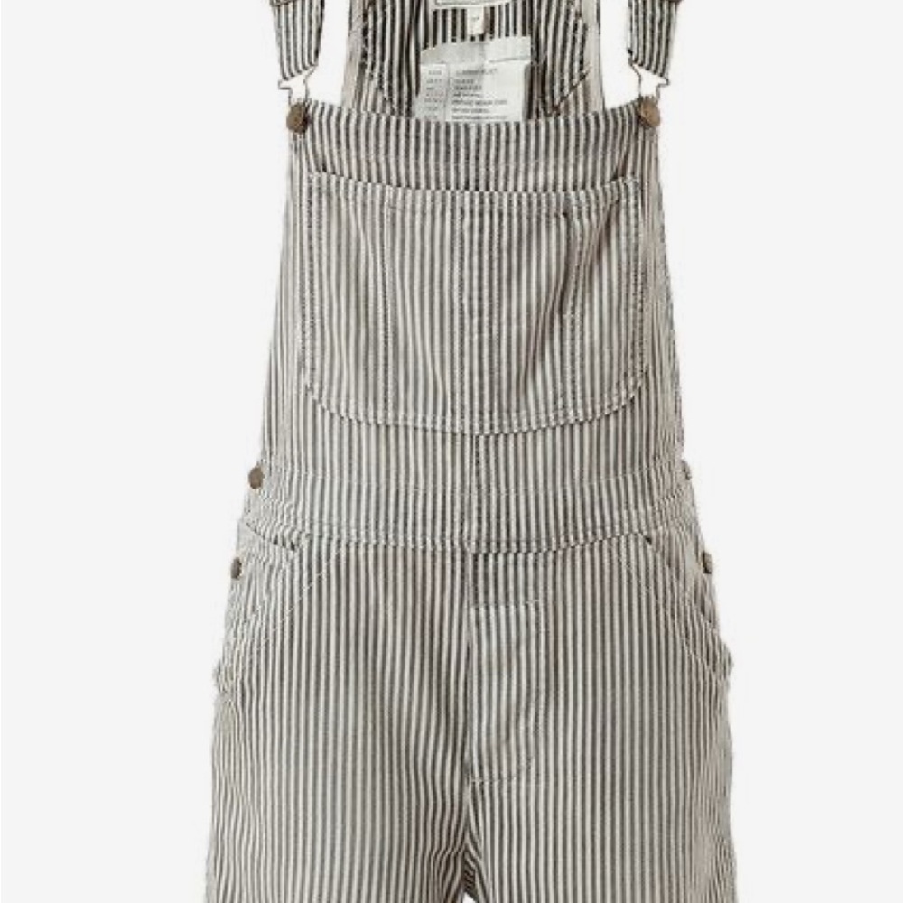 Current/Elliott Railroad Ticking Stripe Denim Shortalls
